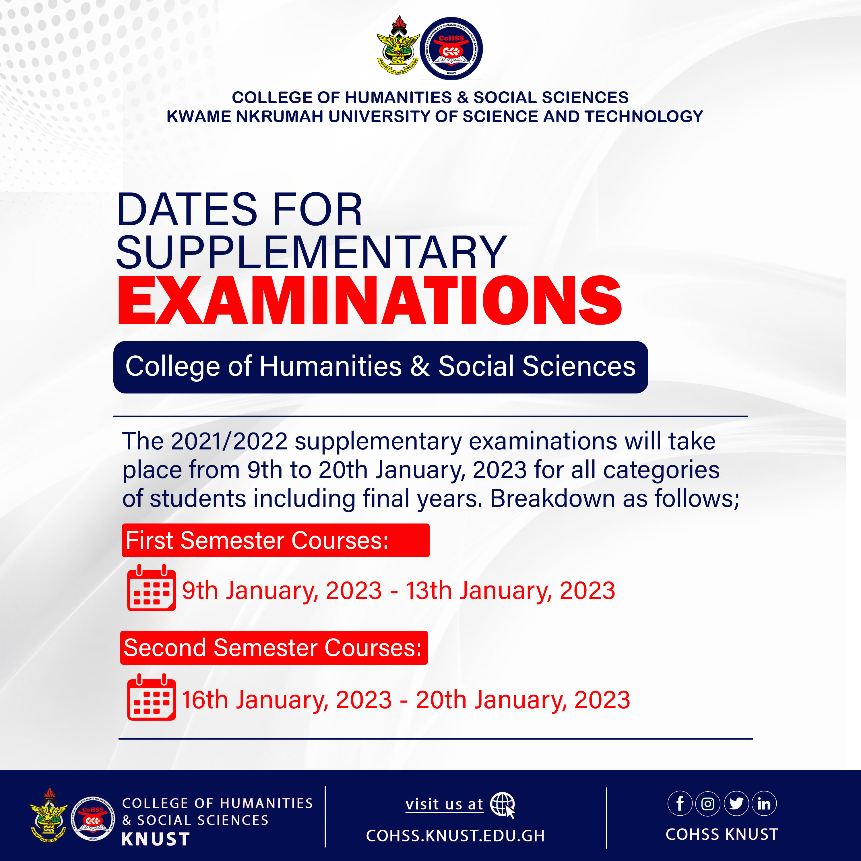 2021 2022 Supplementary Examinations Faculty Of Social Sciences KNUST